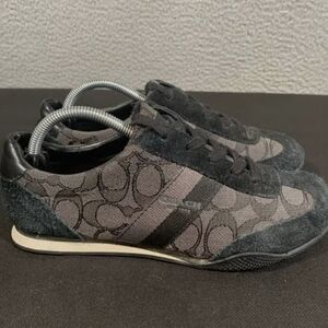 Coach Kelson Outline Black And Grey Signature Logo Canvas Shoes Sneakers Sz 7